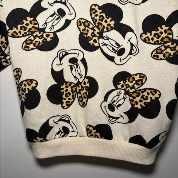 Disney Cream Minnie Face Pullover with Leopard Bows 6-9 Months - Picture 6 of 6